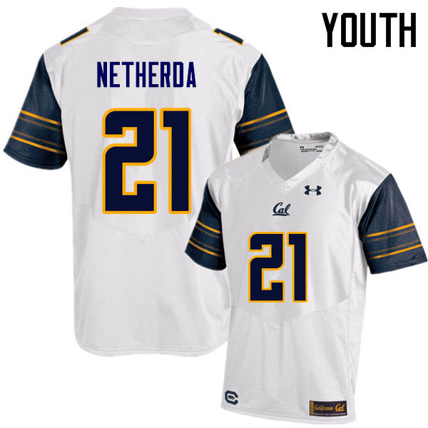 Youth #21 Alex Netherda Cal Bears (California Golden Bears College) Football Jerseys Sale-White - Click Image to Close